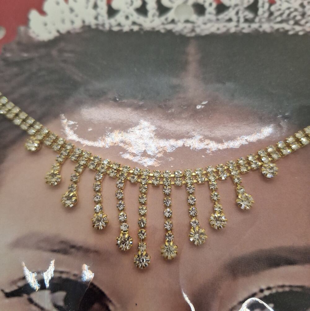 Gold Tone Rhinestone Head Chain  Rhinestone Fringe